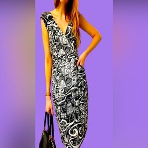 Moulinette Soeurs Black/White Swirling Villages Dress  Sz.6